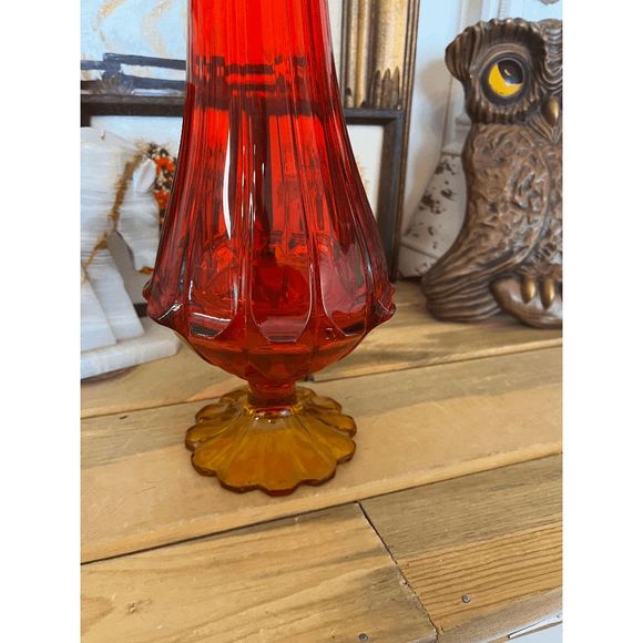 Vintage Fenton 21" Valencia Amberina Glass Swung Vase DO NOT BUNDLE - Picture 4 of 5